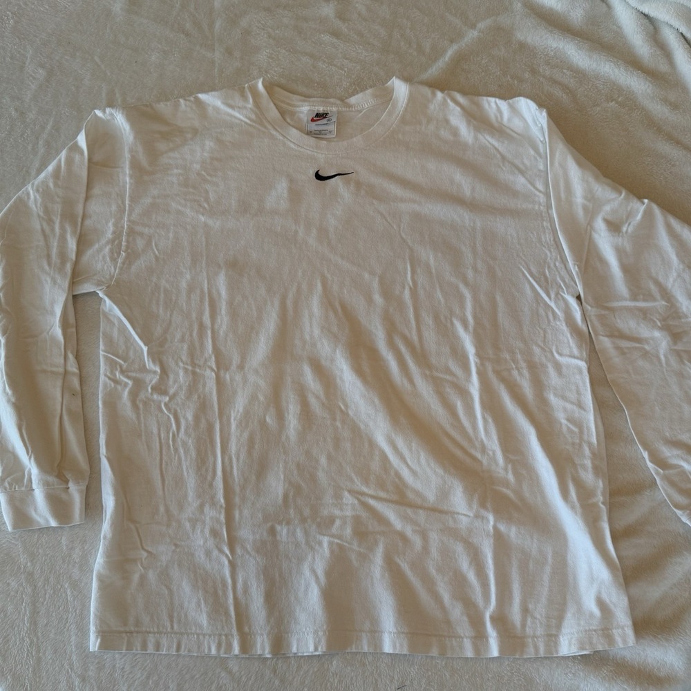 Vtg 90s Nike Center Swoosh White Tag Label Long Sleeve TShirt XL Travis Scott